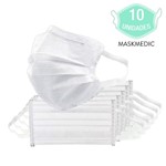 Ficha técnica e caractérísticas do produto Kit 10 Máscara Descartáve para Higiene e Proteção de Rosto com Elástico Reforçado Clip Nasal MaskMedic