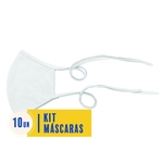 Ficha técnica e caractérísticas do produto Kit 10 Máscaras de Proteção Reutilizavel 100% Algodão Branca