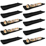 Ficha técnica e caractérísticas do produto Kit 10 Pratos Travessas Estriadas para Sushi em Melamina/Plastico Preta