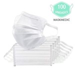 Ficha técnica e caractérísticas do produto Kit 100 Máscara Descartável Higiene e Proteção de Rosto com Elástico Reforçado Clip Nasal MaskMedic