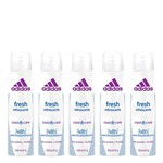 Ficha técnica e caractérísticas do produto Kit 5 Desodorantes Aerosol Adidas Feminino Cool & Care Fresh 150ml