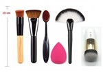 Ficha técnica e caractérísticas do produto Kit 5 Pincéis de Maquiagem + Esponja
