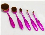 Ficha técnica e caractérísticas do produto Kit 5 Pinceis Escova Oval MakeUp Magic Make Rosa