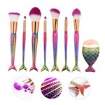 Ficha técnica e caractérísticas do produto Kit 7 Pincéis para Maquiagem Sereia Colors com 1 Pincel de Contorno