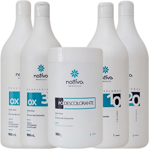 Ficha técnica e caractérísticas do produto Kit Água Oxigenada Ox 10, 20, 30 e 40 Volumes 4X900Ml + Pó Descolorant...