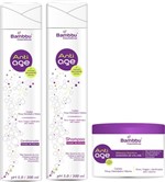 Kit Anti-Age - Doador de Volume para os Cabelos Finos - Shampoo 300ml Condicionador 300ml Mascara 300g - Bambbu Cosmeticos