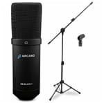 Ficha técnica e caractérísticas do produto Kit Arcano Microfone AM-BLACK-1 + Pedestal Arcano PMV-100-Pac