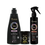 Kit Arvensis Cachos Naturais Shampoo 300ml + Máscara 2x1 - 450g + Spray Day After 250ml
