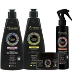 Kit Arvensis Cachos Naturais Shampoo + Co Wash 300ml + Geleia Ativadora 250g + Spray Day After 250ml