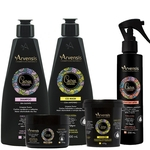 Kit Arvensis Cachos Naturais Shampoo + Co Wash 300ml + Máscara 2x1 450g + Geleia Ativadora 250g + Spray Day After 250ml