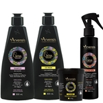 Kit Arvensis Cachos Naturais Shampoo + Co Wash 300ml + Máscara 2x1 - 450g + Spray Day After 250ml