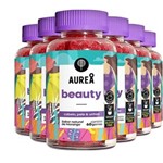 Ficha técnica e caractérísticas do produto Kit Aurea Beauty Vitaminas para Cabelos e Unhas Vegano Sabor Morango