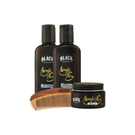 Kit Balm Modelador + Shampoo + Condicionador para Barba + Pente de Barba em Madeira Black Barts®