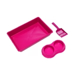 Ficha técnica e caractérísticas do produto Kit Bandeja Higiênica Four Plastic para Gatos Rosa