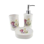 Ficha técnica e caractérísticas do produto Kit Banheiro 3 Peças Porcelana Flower - ÚNICA