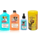 Kit Banho Cachorros Filhotes: Shampoo para Cães Filhotes + Perfume Colônia Baby + Condicionador Neutro + Lenço Umedecido