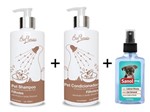 Kit Banho Cães Filhotes: Shampoo Condicionador Tratamento com Florais para Filhotes Bioflorais + Perfume Cães Sanol