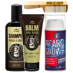 Ficha técnica e caractérísticas do produto Kit Barba de Macho Shampoo Balm Tônico Fortalece e Aumenta a Barba + Pente Para Bigode