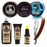 Ficha técnica e caractérísticas do produto Kit Barba Grande Óleo Shampoo Balm Navalha - Barba de Macho
