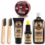 Ficha técnica e caractérísticas do produto Kit Barba Shampoo Balm Óleo Pomada Black 2 Escovas - Barba de Macho