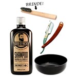 Ficha técnica e caractérísticas do produto Kit Barba Shampoo + Navalha + Tigela Barbearia - Aproveite - Barba de Macho