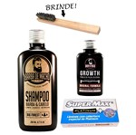 Kit Barba Shampoo + Tônico Cresce Fios + Lâmina para Navalha - Barba de Macho