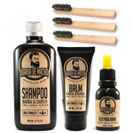 Ficha técnica e caractérísticas do produto Kit Barbearia Shampoo Balm Óleo + 3 Escovas Aproveite Oferta - Barba de Macho