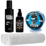 Ficha técnica e caractérísticas do produto Kit Barbeiro Pomada Toalhas Shampoo Tônico Usebarba - Use Barba