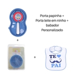 Ficha técnica e caractérísticas do produto Kit Bebê Pote Para Papinha Porta Leite Em Pó Babador Kids