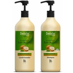Kit beltrat shampoo condicionador profissional óleo coco d-pantenol para cabelos desidratados 1litro
