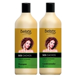 Kit beltrat shampoo condicionador profissional para cabelos cacheados vitamina e 1 litro sos cachos