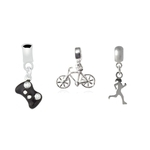 Ficha técnica e caractérísticas do produto Kit Berloque Hobbies Corrida Bicicleta Vídeo Game Prata 925