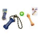 Ficha técnica e caractérísticas do produto Kit 2 Brinquedos para Cachorro Osso com Corda e Som