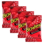 Ficha técnica e caractérísticas do produto Kit C/ 4 Pacotes Preservativo Blowtex Morango c/ 3 Un Cada