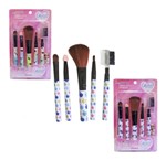 Ficha técnica e caractérísticas do produto Kit C/5 Pincéis Maquiagem Make Up Blush Sombra Lábios Peças - Loja Catarinense