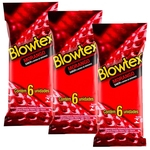 Ficha técnica e caractérísticas do produto Kit c/ 3 Pacotes Preservativo Blowtex Morango c/ 6 Un Cada