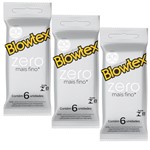 Ficha técnica e caractérísticas do produto Kit C/ 3 Pacotes Preservativo Blowtex Zero C/ 6 Un Cada