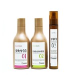 Kit Cabelos Crespos Cacheados Óleo de Coco Shampoo 300 Ml + Condicionador 300 Ml + Spray 120 Ml