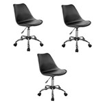 Ficha técnica e caractérísticas do produto Kit 3 Cadeiras Eames Office em Polipropileno Base Metal Sem Braço