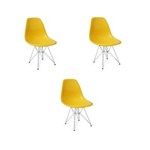 Ficha técnica e caractérísticas do produto Kit 3 Cadeiras Eiffel Base Cromada Sem Braço - Amarelo