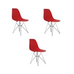 Ficha técnica e caractérísticas do produto Kit 3 Cadeiras Eiffel Base Cromada Sem Braço