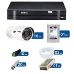 Ficha técnica e caractérísticas do produto Kit Câmeras de Segurança-DVR Intelbras 16Ch G2 Tríbrido HDCVI+10Câmeras Infra VHD 3120B G2 HD+HD WD