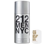 Kit Carolina Herrera 212 Men - Desodorante Spray Masculino 150ml+212 Vip Eau de Parfum