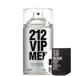 Kit Carolina Herrera 212 Vip Men - Body Spray Masculino 250ml+212 Vip Black Men