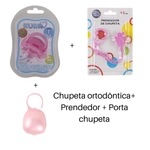 Ficha técnica e caractérísticas do produto Kit Chupeta Prendedor E Porta Chupeta Bebe Menina Infantil