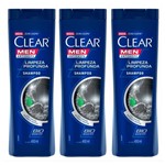 Ficha técnica e caractérísticas do produto Kit 3 Clear Men Shampoo Limpeza Profunda - 200ml