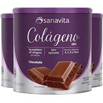 Ficha técnica e caractérísticas do produto Kit 3 Colágeno Hidrolisado em Pó Chocolate Sanavita 300g