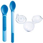 Ficha técnica e caractérísticas do produto Kit 2 Colheres Termossensíveis Heat Sensitive Spoons e Cover Azul - MAM