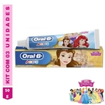 Kit com 03 Creme Dental Pasta Oral-B Princesas Disney