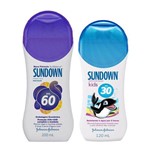 Kit com 1 Protetor Solar Sundown FPS 60 200mL e 1 Protetor Sundown Kids FPS 30 120ml